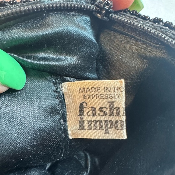 Vintage Beaded Purse Black Sequin Evening Bag Made in Hong Kong Fashion Imports - Picture 6 of 8